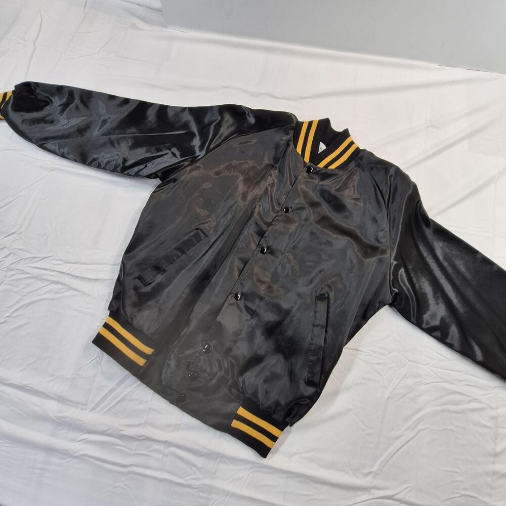 Vintage US Army Artex Varsity Jacket Mens Small Black Satin Military Police